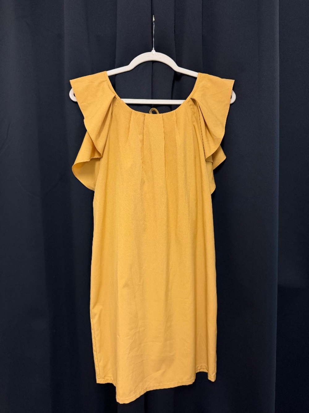 Molly Bracken Mustard Yellow Ruffle Flutter Sleeve Dress Size S
